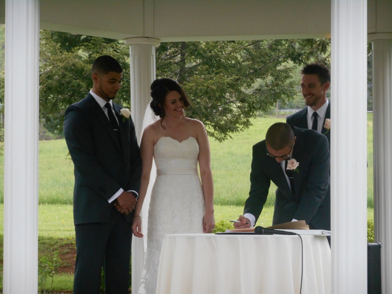 Signing the marriage contract (two witnesses were Yusuf's brother, Mustafa, and Maegan's brother, Chris