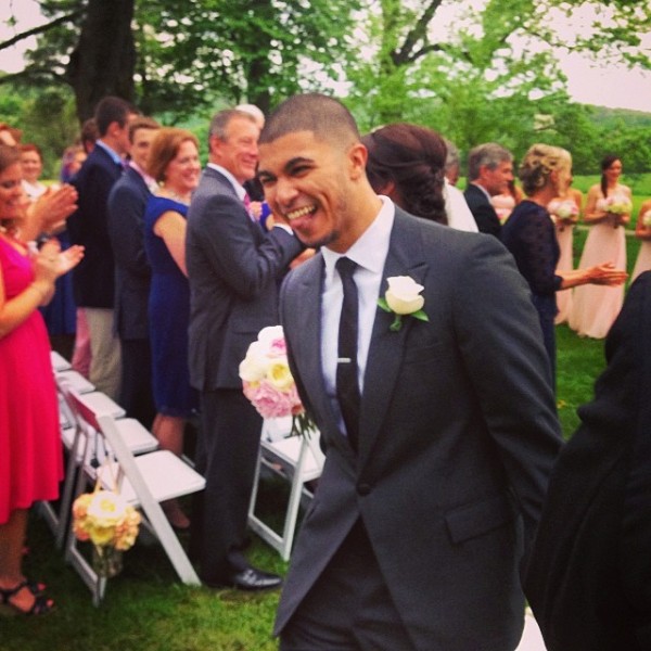 Yusuf leaving the ceremony with his new wife